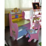  Birou copii cu etajera Fairy si scaunel cu spatar din lemn MDF Liberty House Toys OnlyToys